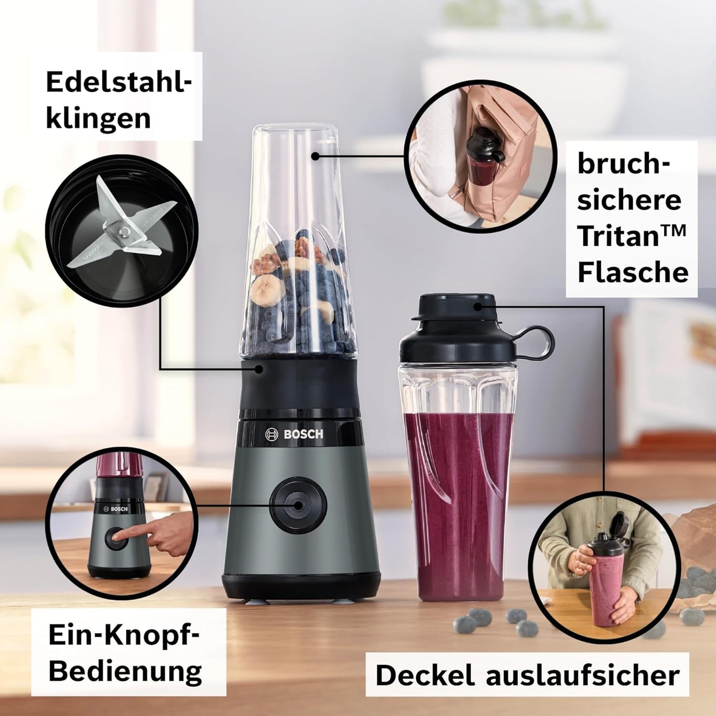 MMB2111S Mini-Standmixer VitaPower Serie 2, Schwarz