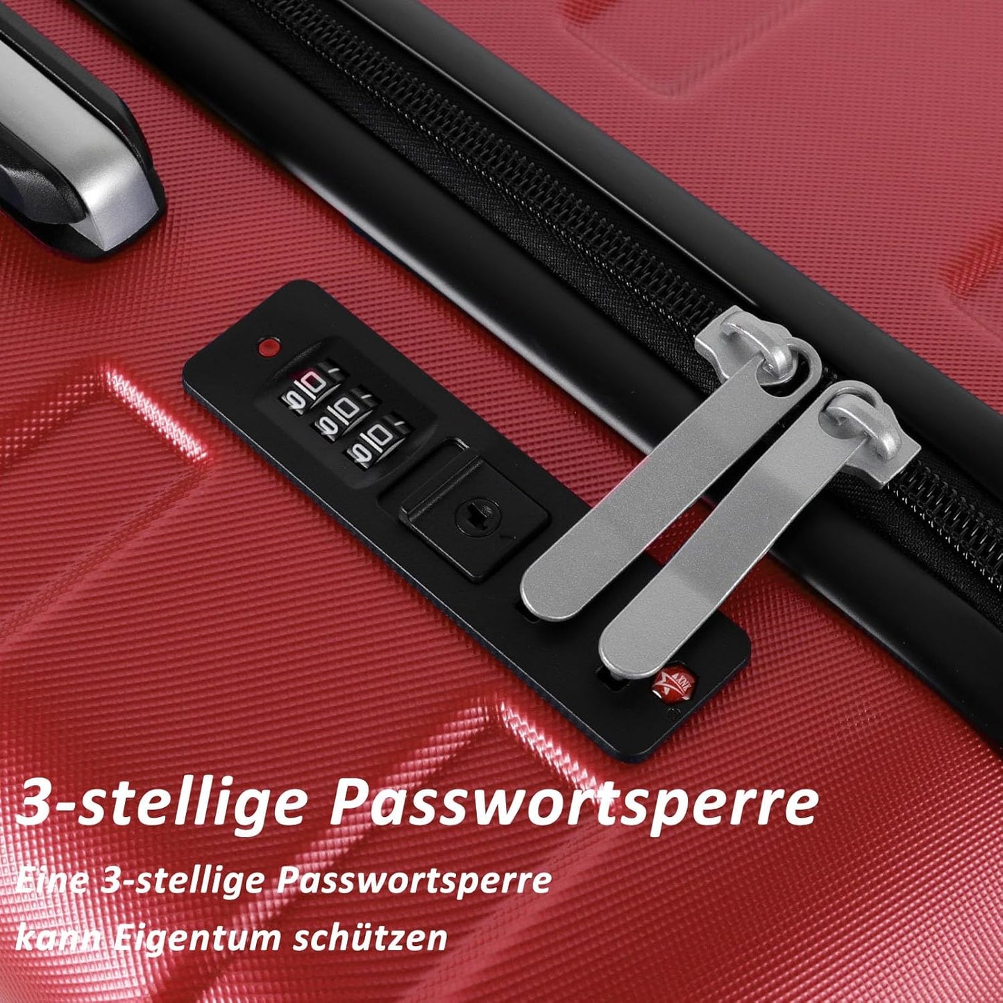 Handgepäck-Hartschalenkoffer mit Passwortsperre, Rot M (20 Zoll)