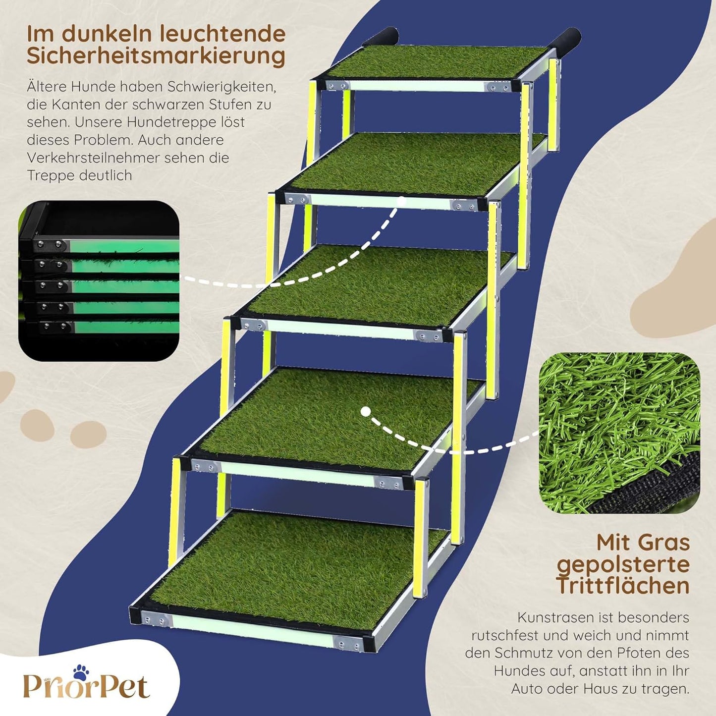 Faltbare Hundetreppe, 5 Grass FB