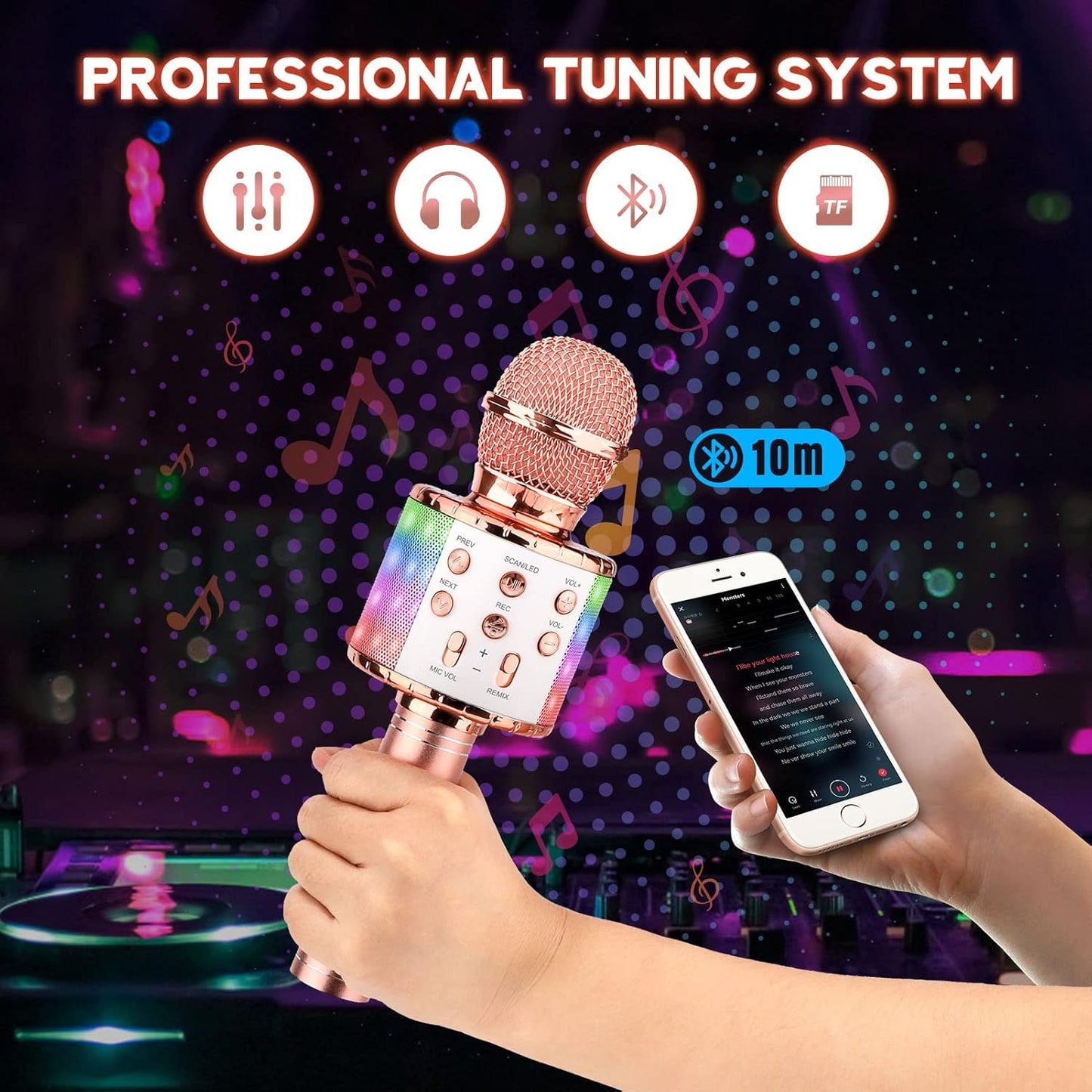 4-in-1 Bluetooth Karaoke-Mikrofon, rose_gold