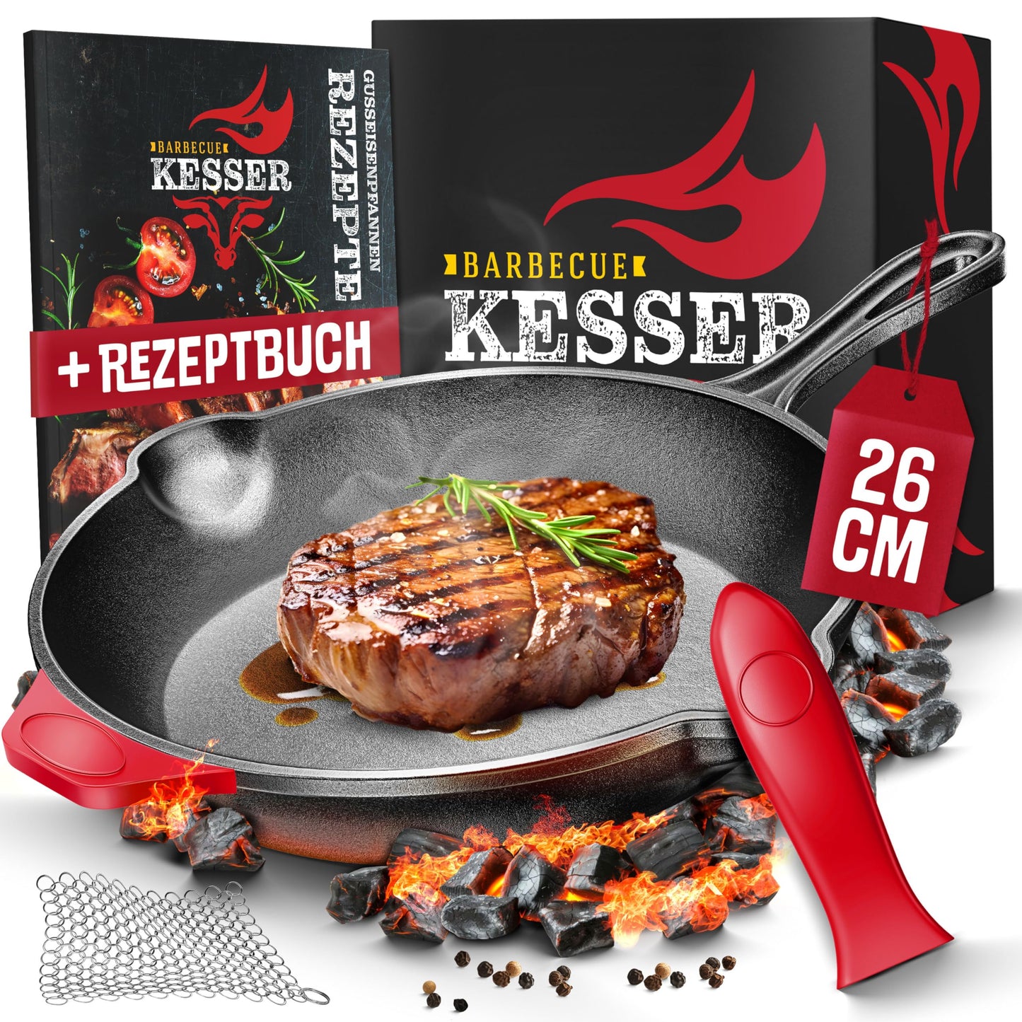 Gusseisenpfanne für Induktion & Grill (26 cm), 26 cm Rund