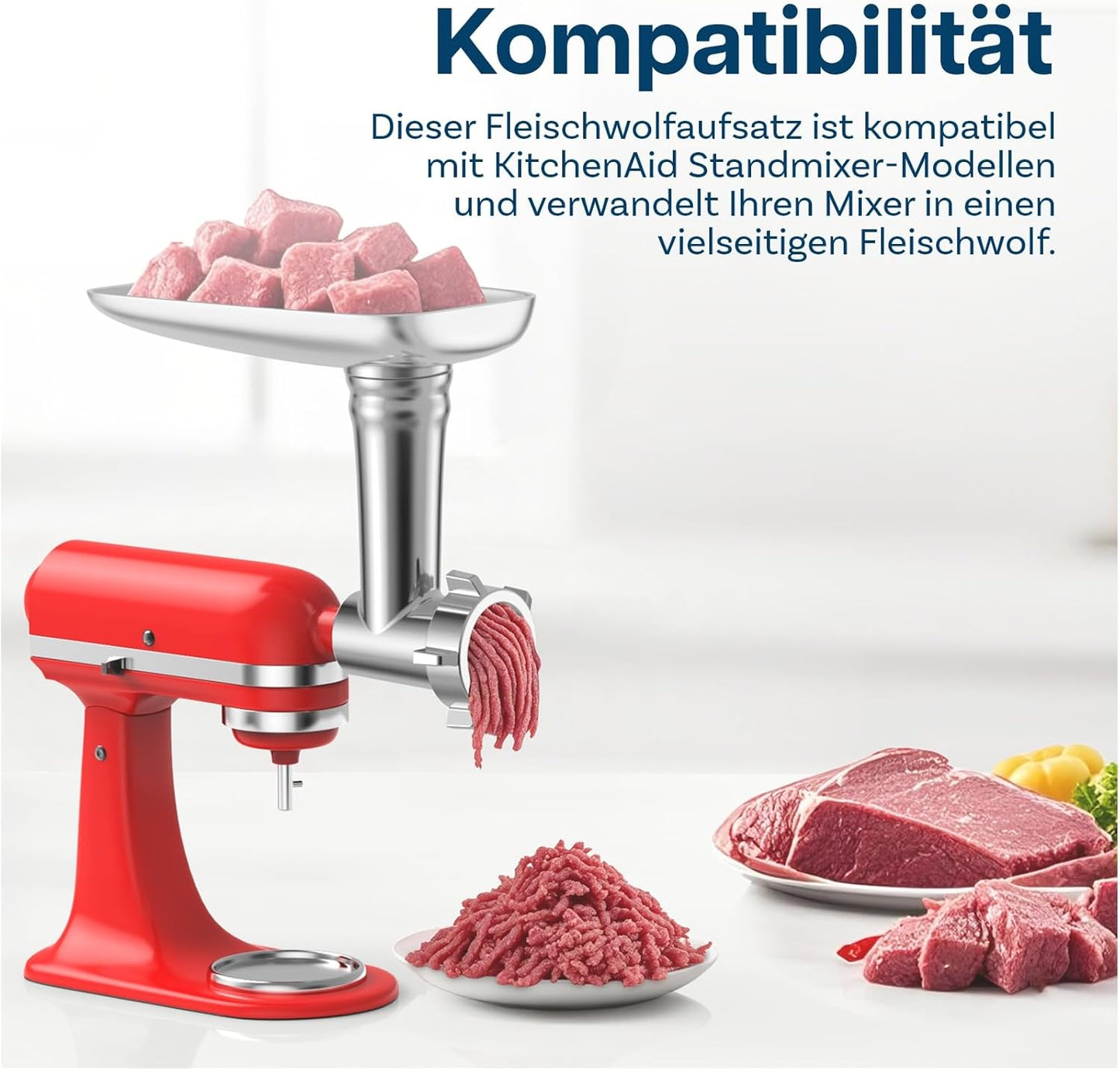 Fleischwolf-Aufsatz für KitchenAid Mixer, Fleischwolf
