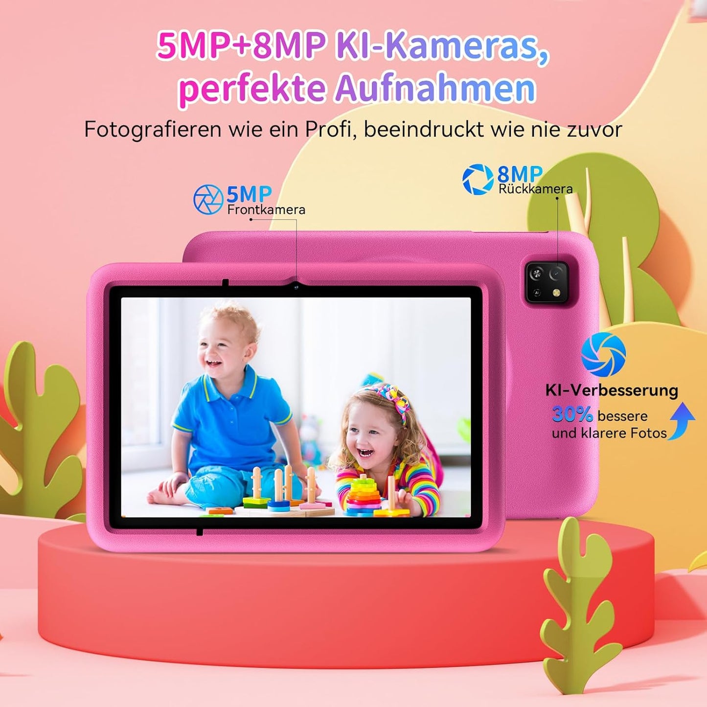 TabA6Kids Kinder-Tablet mit Kindersicherung, Rosa