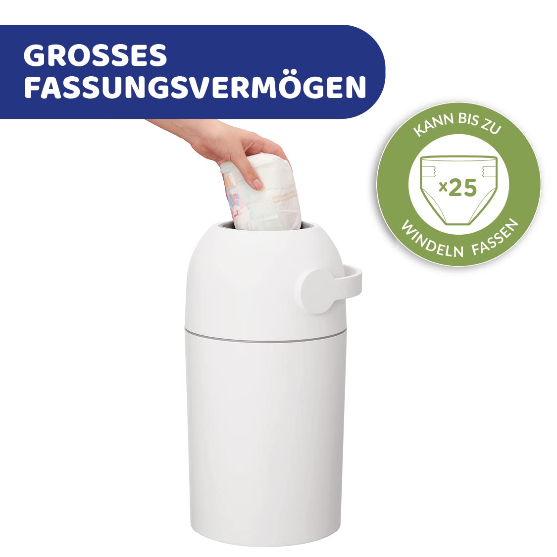 Windeleimer Odour Off, Classic Weiß M - Bis zu 25 Windeln