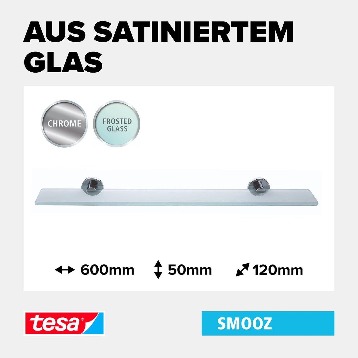 SMOOZ Glasablage zur Wandmontage ohne Bohren, rund Glasablage