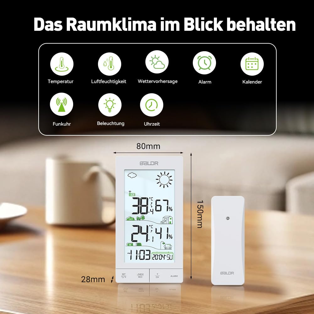 Wetterstation E0559 mit Funkuhr und Aussensensor