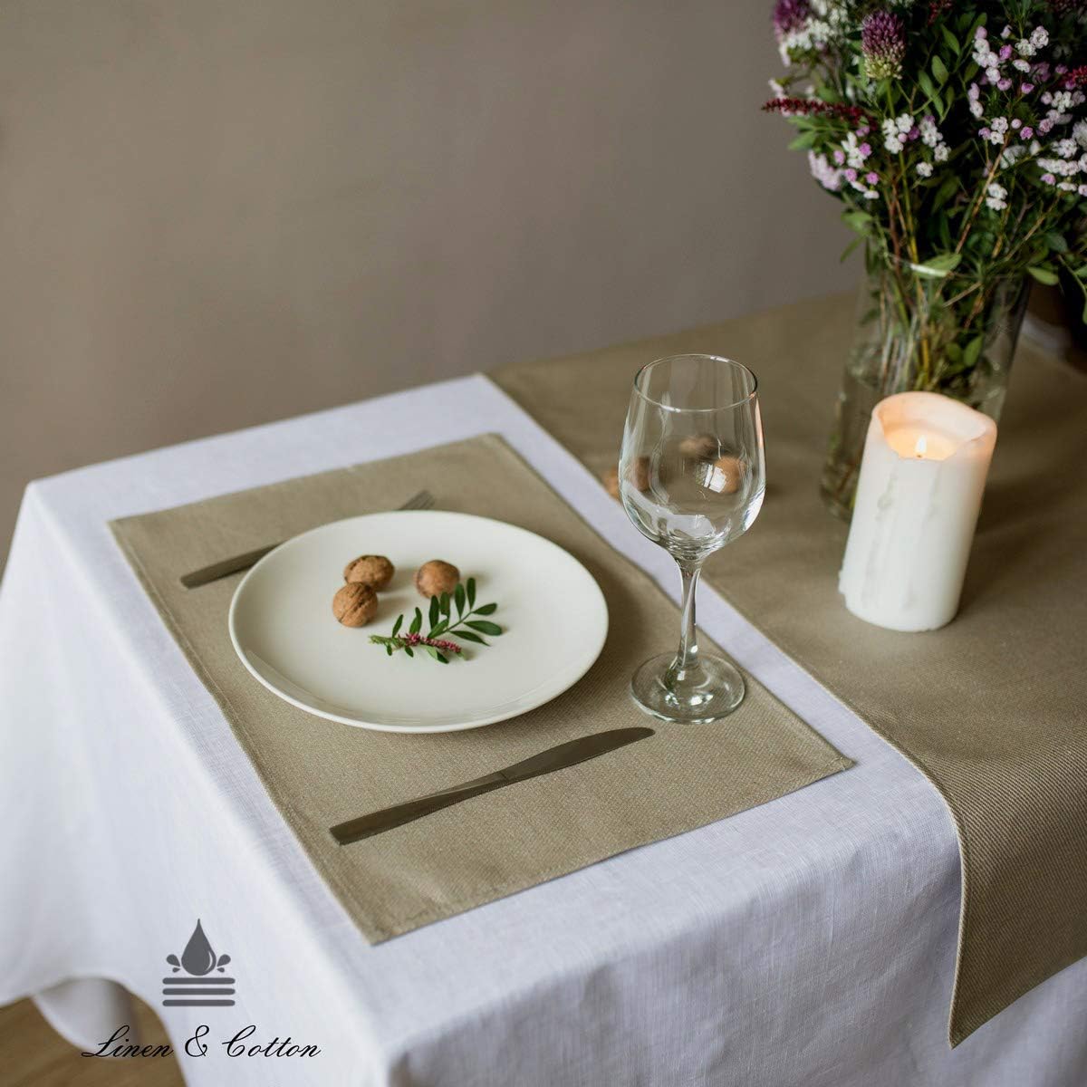 2 Stück Tischsets aus Leinen, 30 x 45 cm, Beige Tischsets - 30 x 45cm