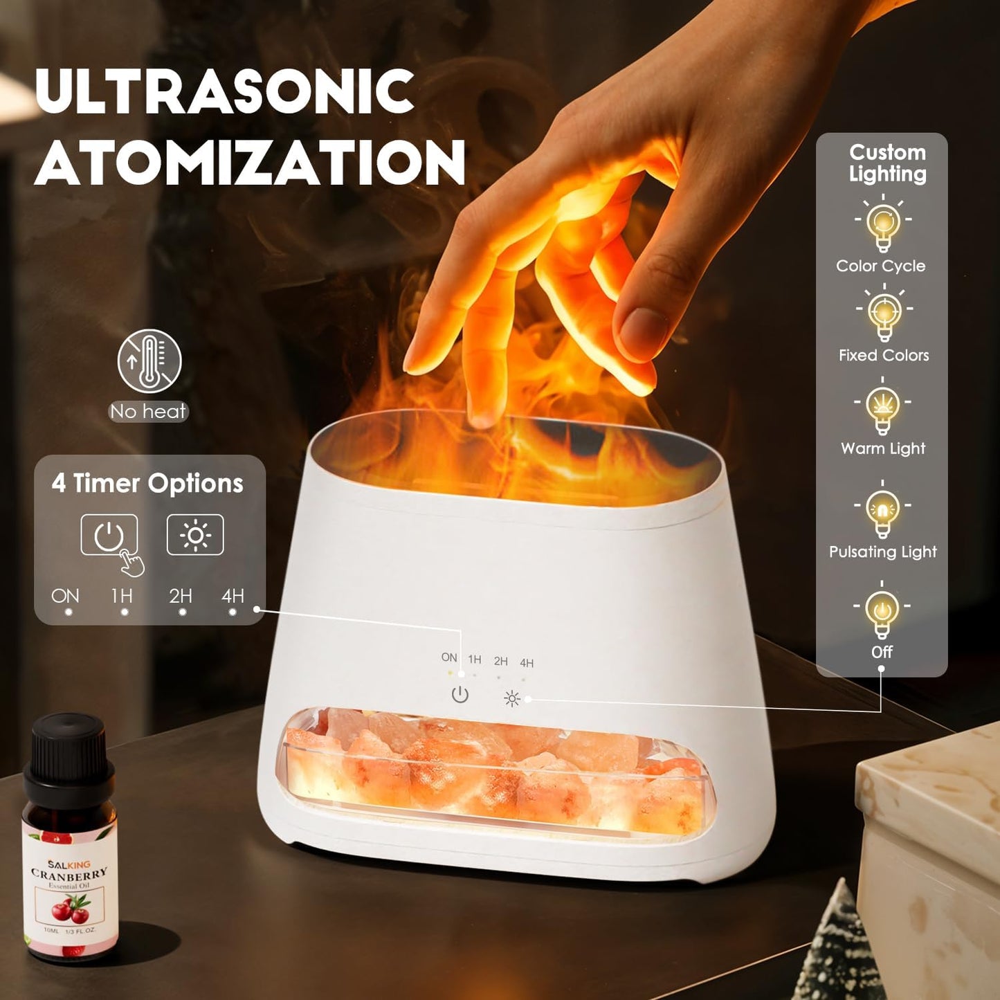 Aroma Diffuser mit LED-Flammeneffekt, Rgb Weiss