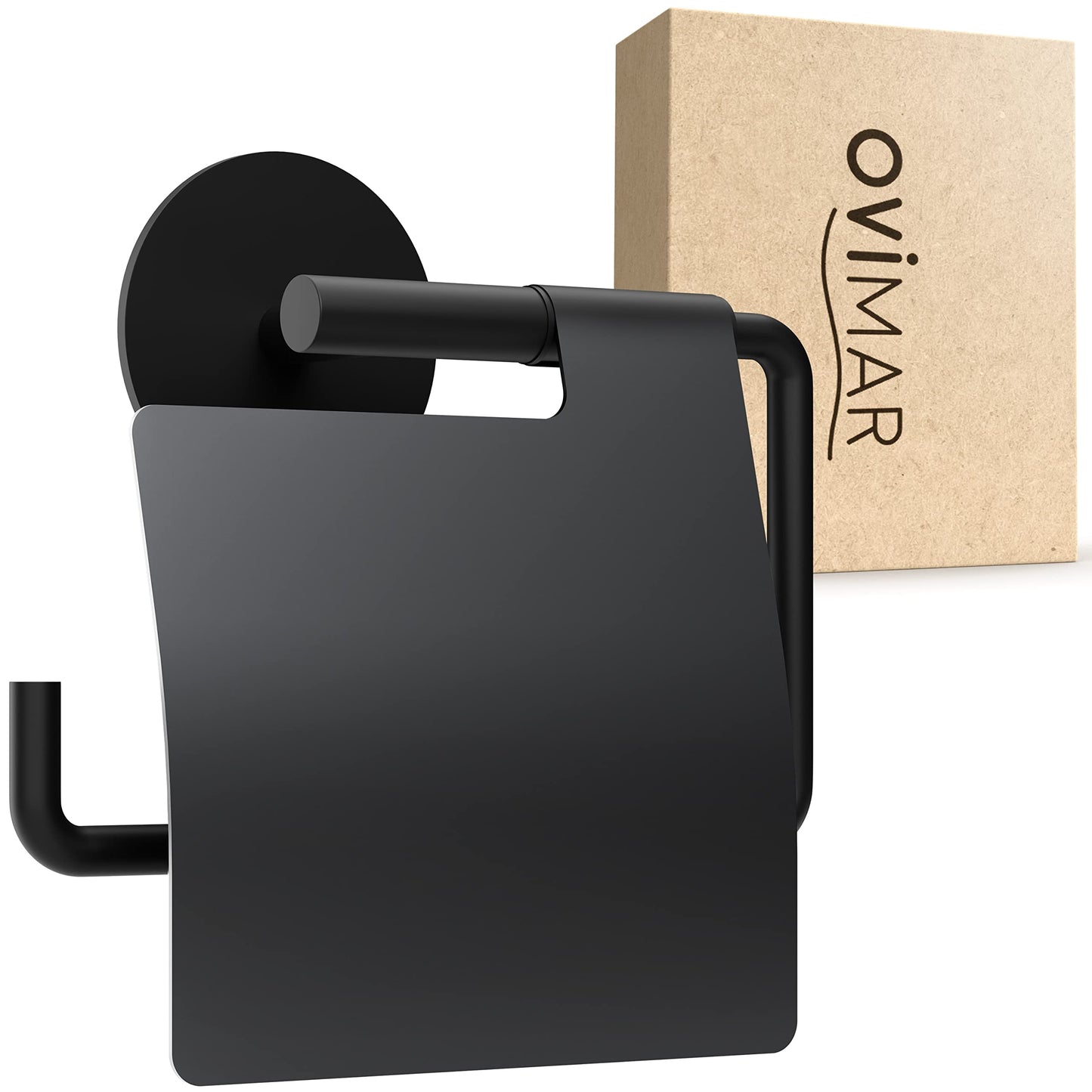 Toilettenpapierhalter Heroya, Zum Kleben Schwarz