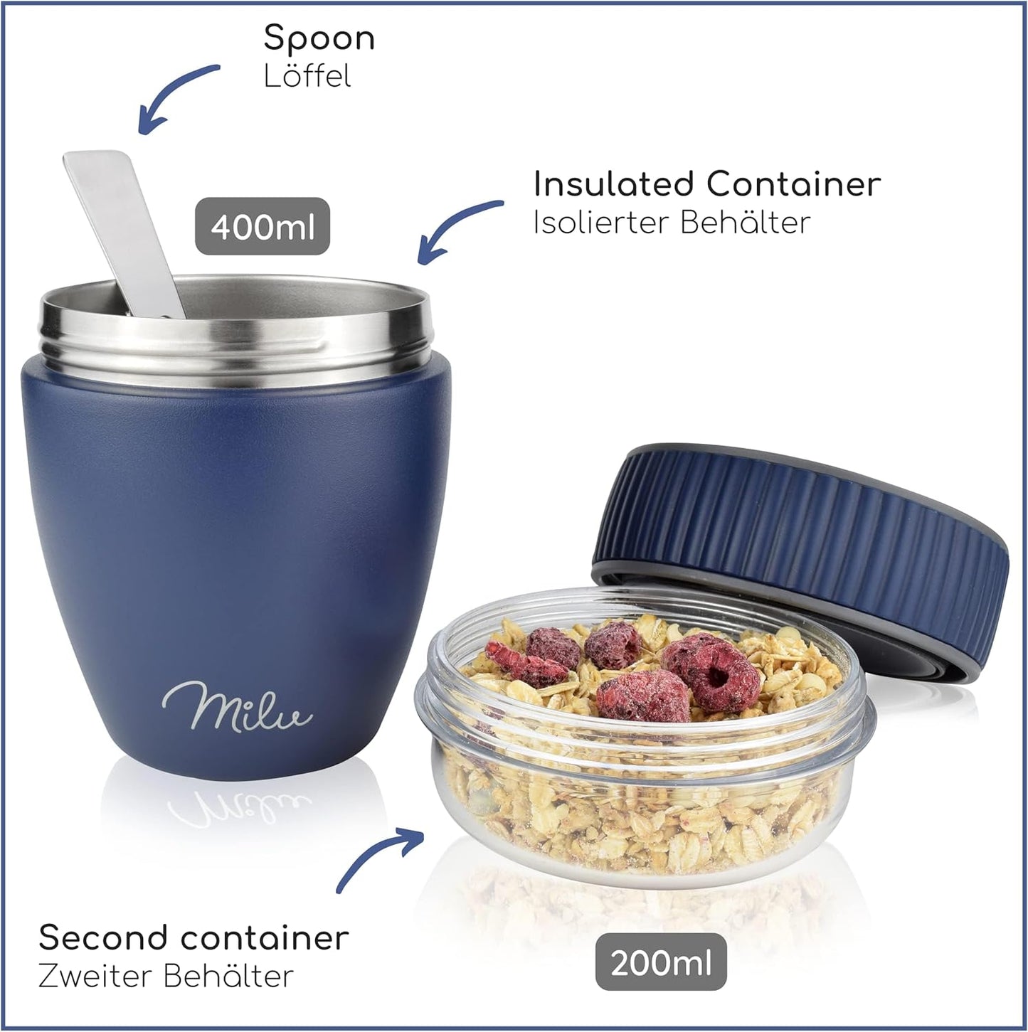 Müslibecher to go, Navyblau, 400 ml