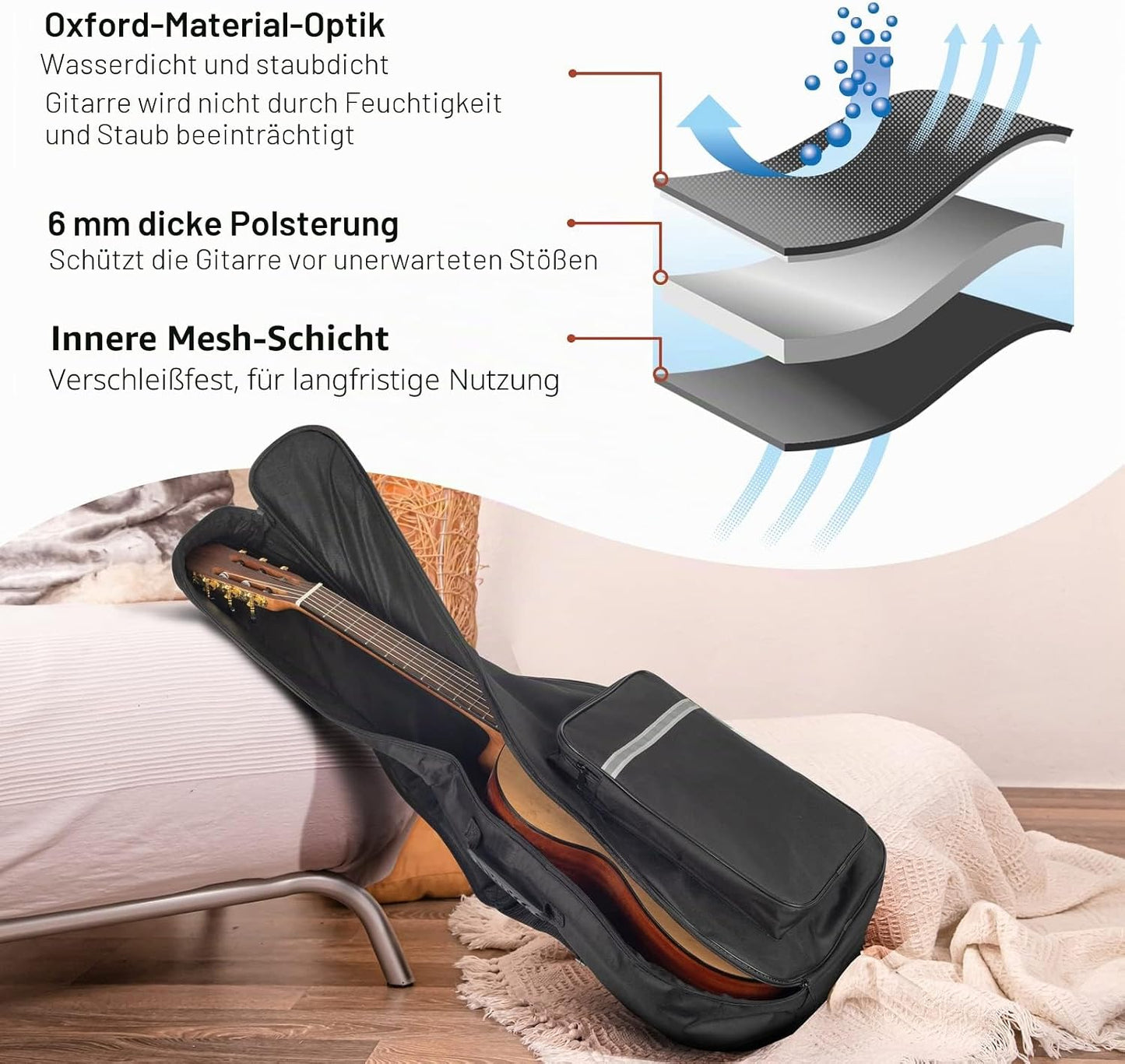 Konzertgitarrentasche Gigbag CY0288, wasserdicht, 6 mm gepolstert