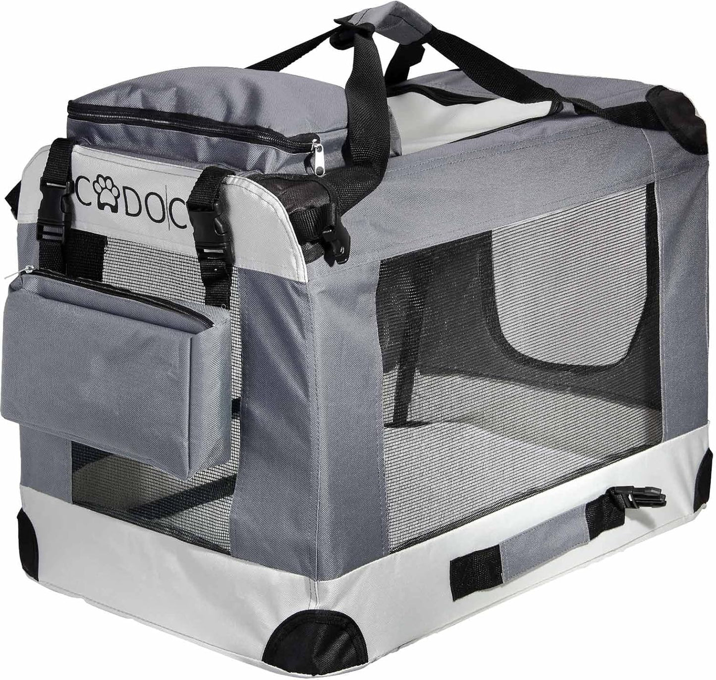 Hundetransportbox faltbar und atmungsaktiv XXL, L 90 x B 60 x H 66 cm Grau