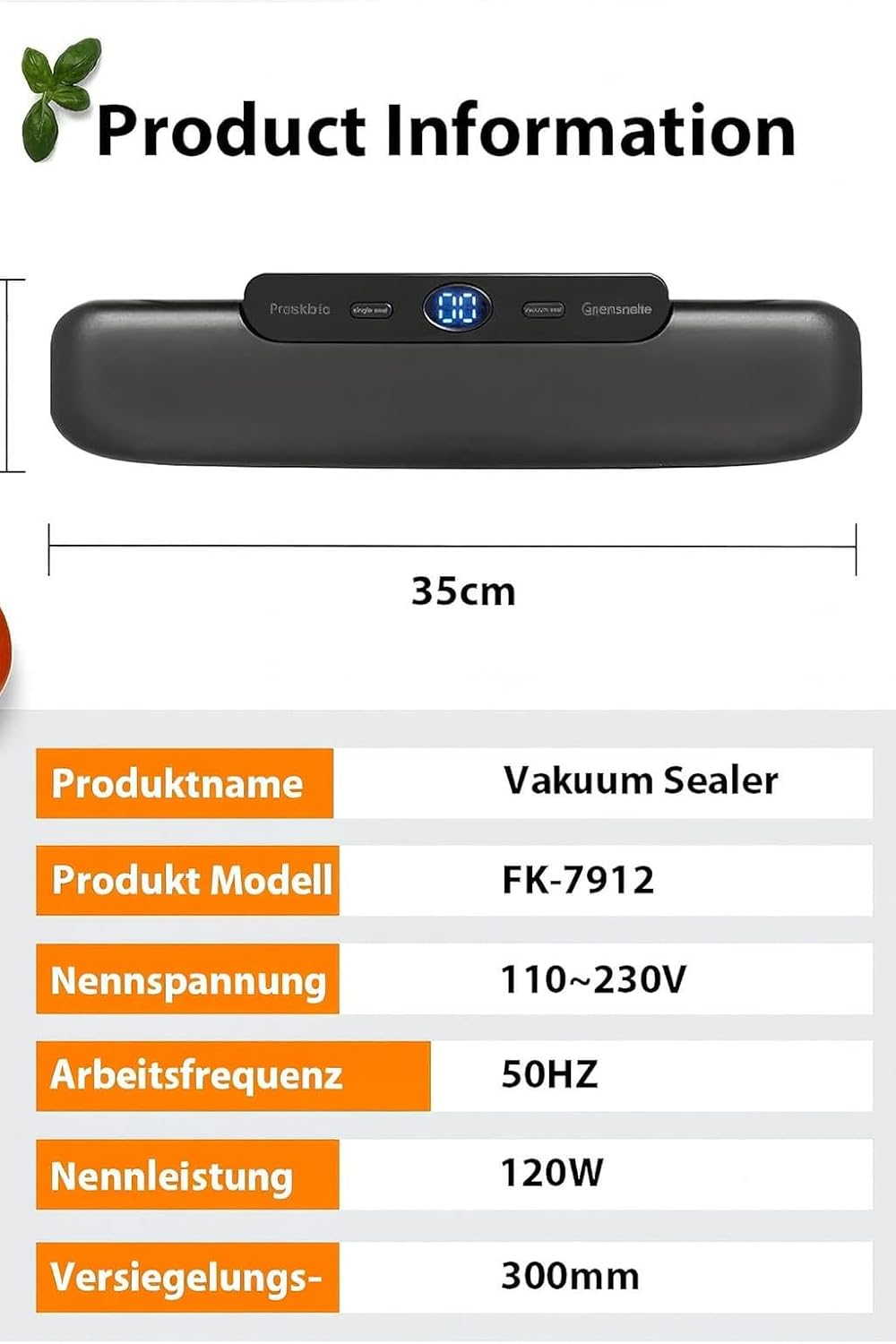Automatisches Vakuumiergerät FK-7912, Schwarz