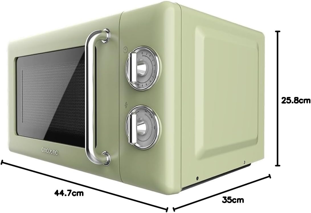 Retro Mikrowelle 20L mit Auftaufunktion, Mechanisch | Allein Serie 30 Grün