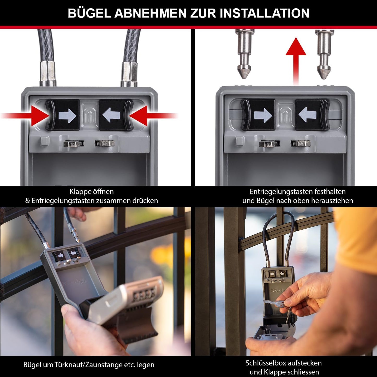 Schlüsseltresor mit flexiblem Kabelbügel, NEU - XL - mit Bügel