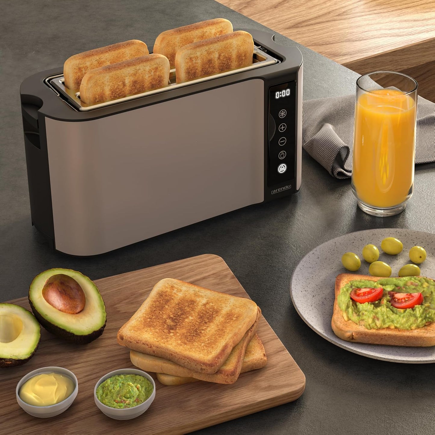 Langschlitztoaster mit Touchscreen, F: Taupe