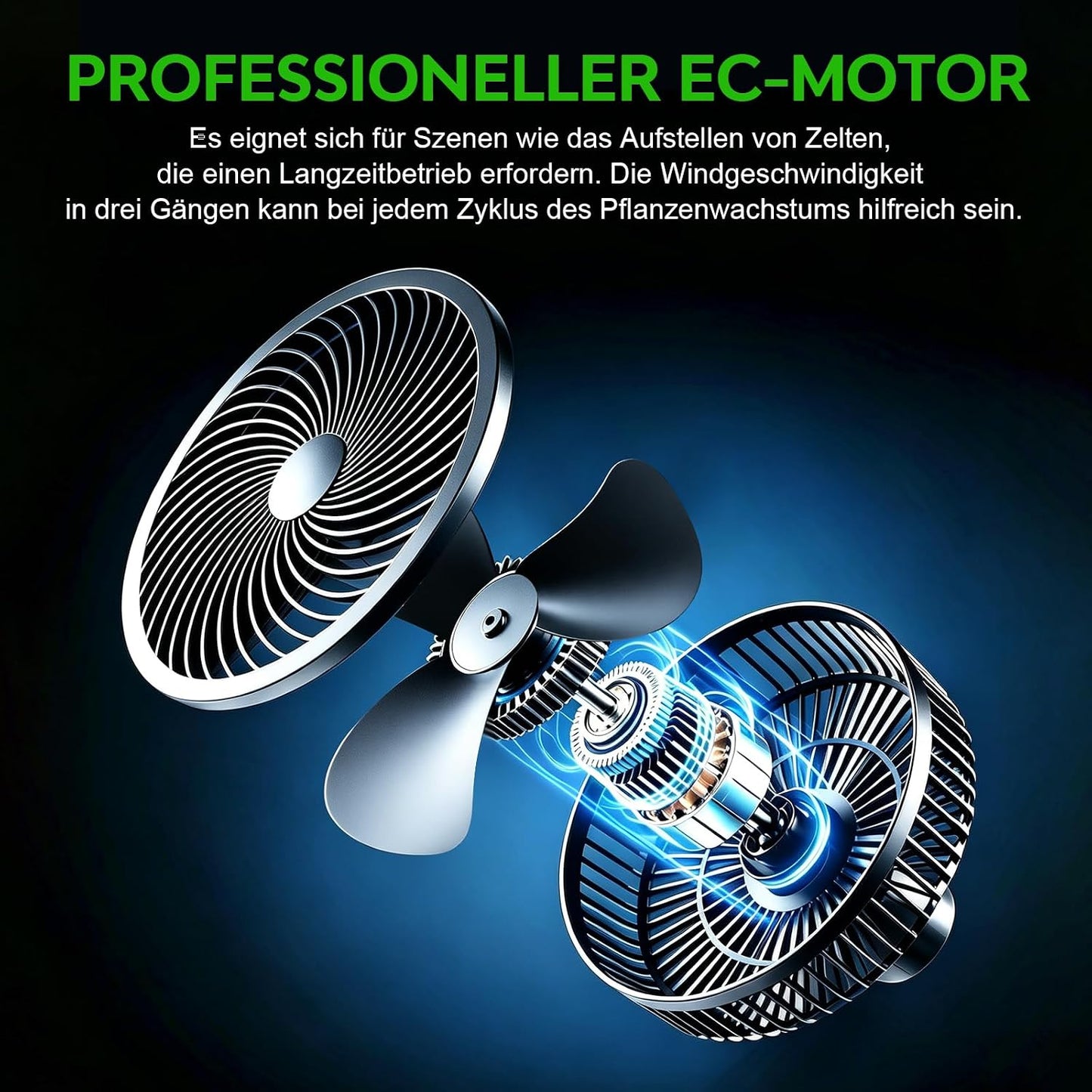 USB-Ventilator mit Clip für Pflanzenzelt, 2 Stück