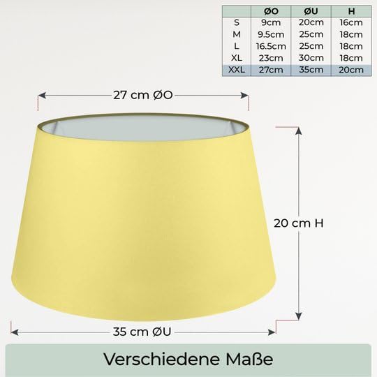 Lampenschirm, 35 cm, Gelb XXL = ØU: 35cm | ØO: 27cm | H: 20cm