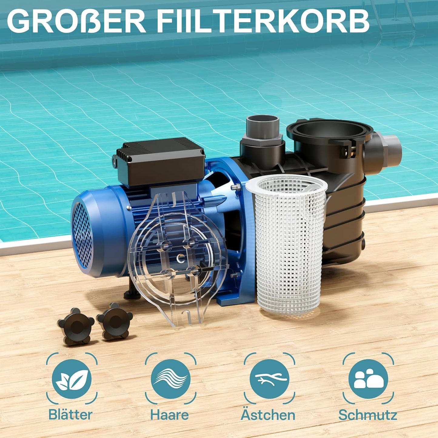 Schwimmbadpumpe, 22500 l/h 1500 W