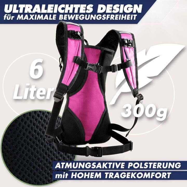 Trinkrucksack mit Thermofach & Trinkblase, Pink - mit Trinkblase