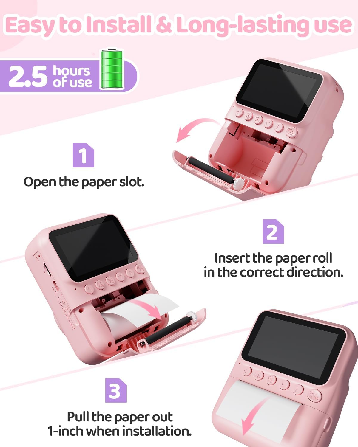 Sofortbildkamera Kinder, Rosa
