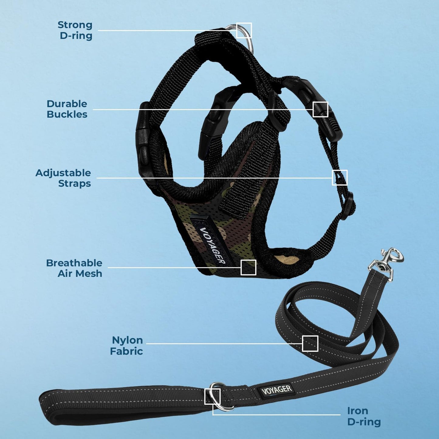 Voyager Step-In Lock Hundegeschirr, Armee-Basis (\w Leine) XS (Chest: 11 - 16" * Fit Cats)