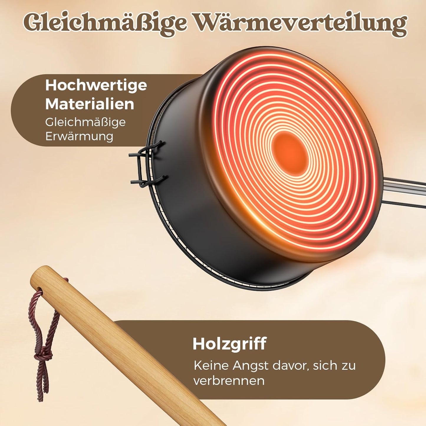 Popcorn-Grillpfanne für Lagerfeuer & Grill, Schwarz