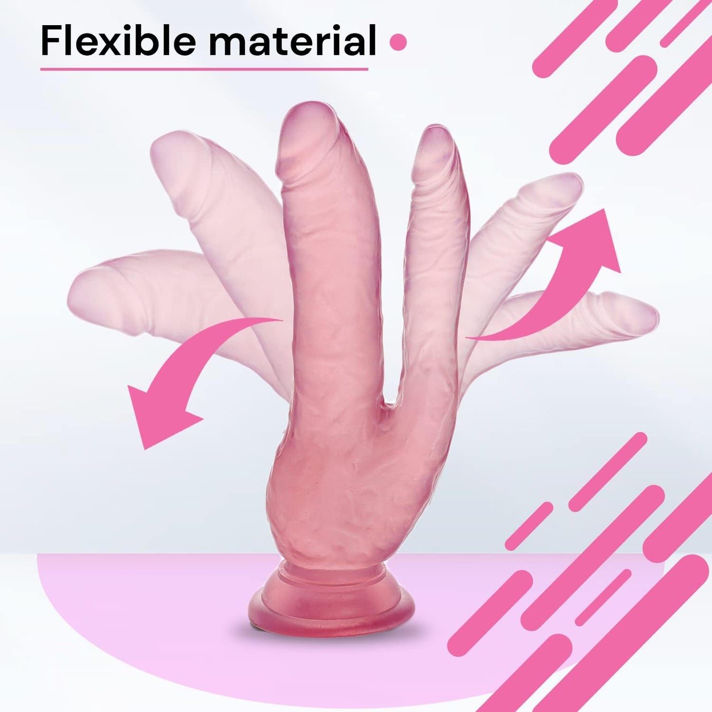Doppeldildo mit Saugnapf, Rosa