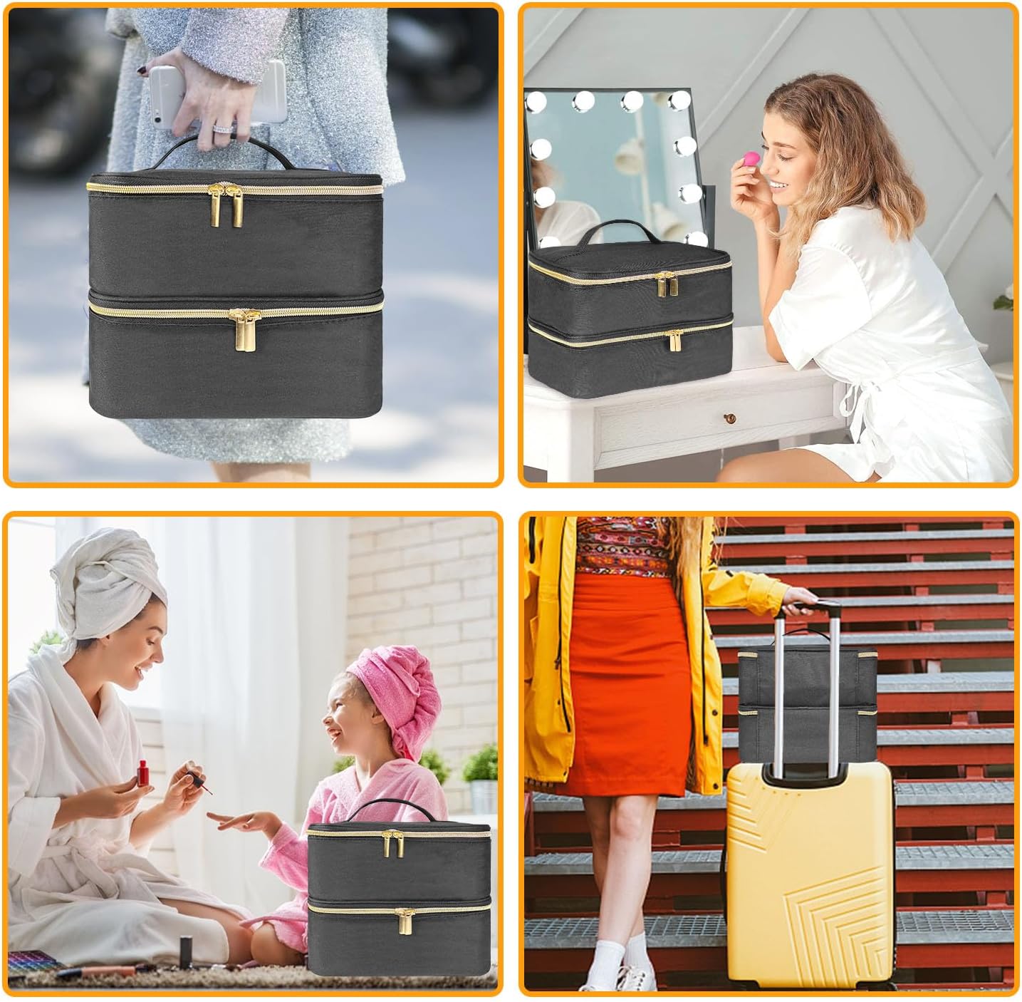 Nagellack Organizer für 30 Flaschen & Nagellampe, Nagellack Aufbewahrung Schwarz