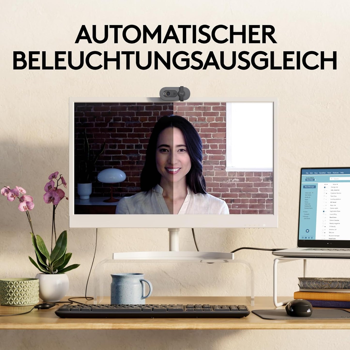 Brio 100 Full HD-Webcam mit Auto-Lichtausgleich