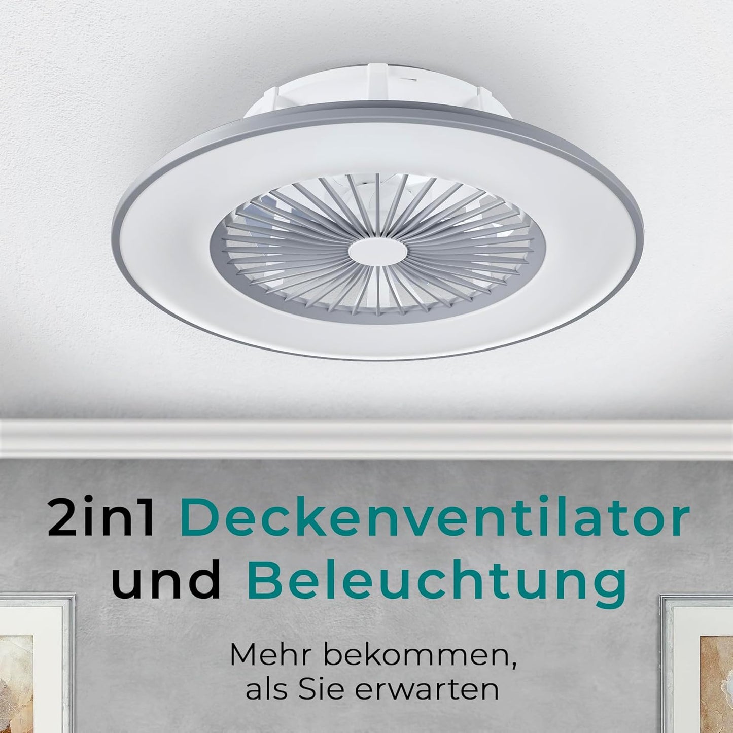 Deckenventilator Vega mit LED-Beleuchtung & Lautsprecher, Grau