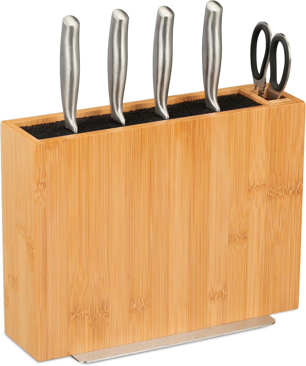 Unbestückter Messerblock, 23 x 30 x 12 cm Hellbraun, Schwarz, Silber