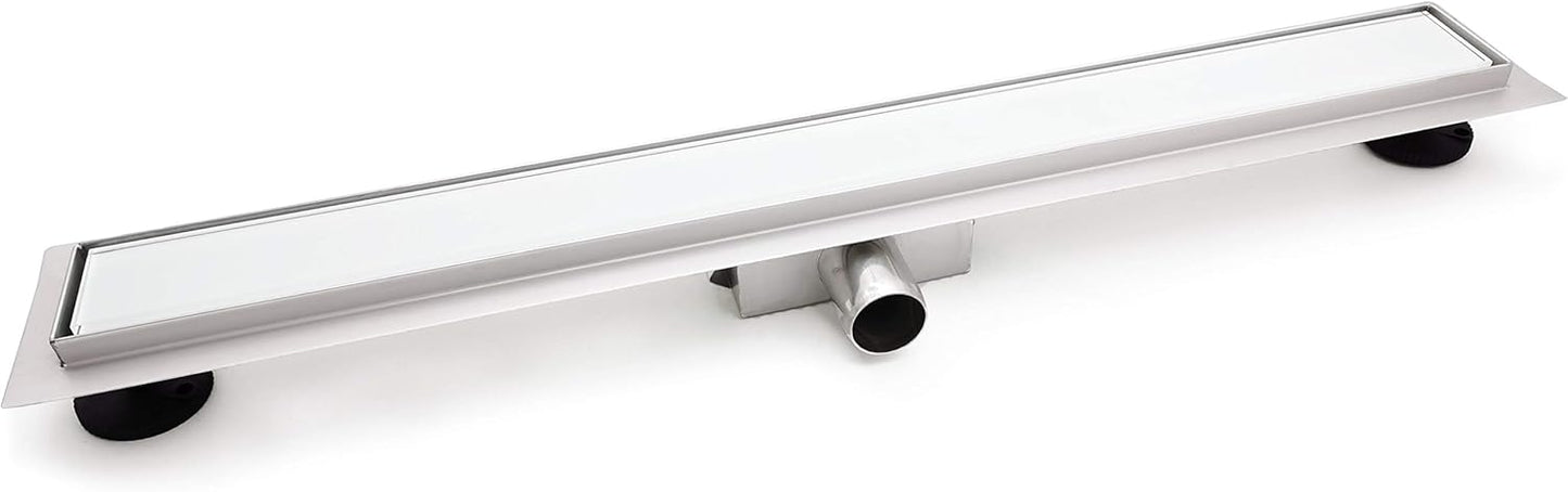 Duschrinne Extra Flach mit Haarsieb und Siphon, 80cm Weiß