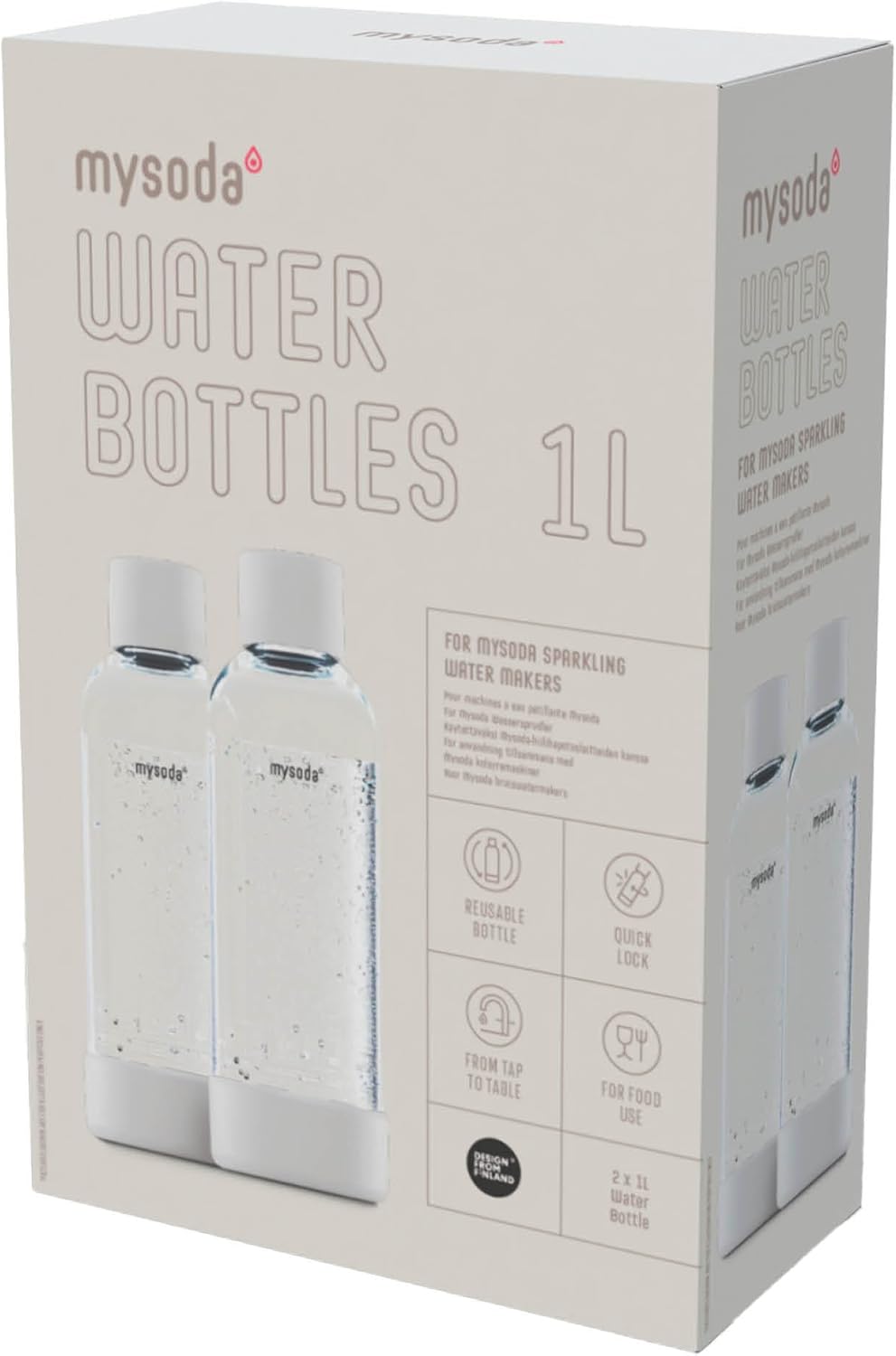Wasserflasche für Wassersprudler, 2x1L, Weiss 1000 ml