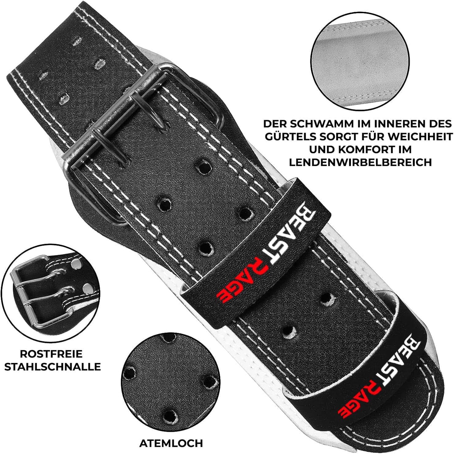 Gewichthebergürtel Leder, S Schwarz