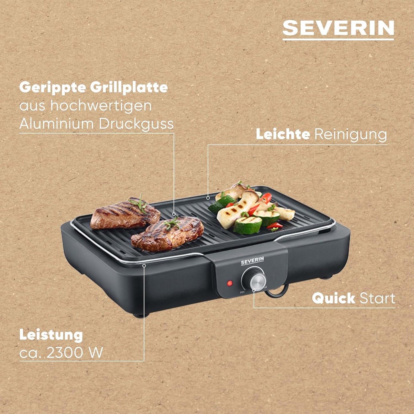 Tischgrill PG 8556, Aluminium-Grillplatte