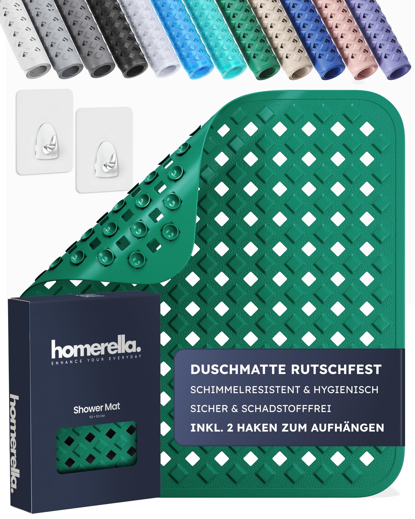 Duschmatte mit Aufhängung, Grün