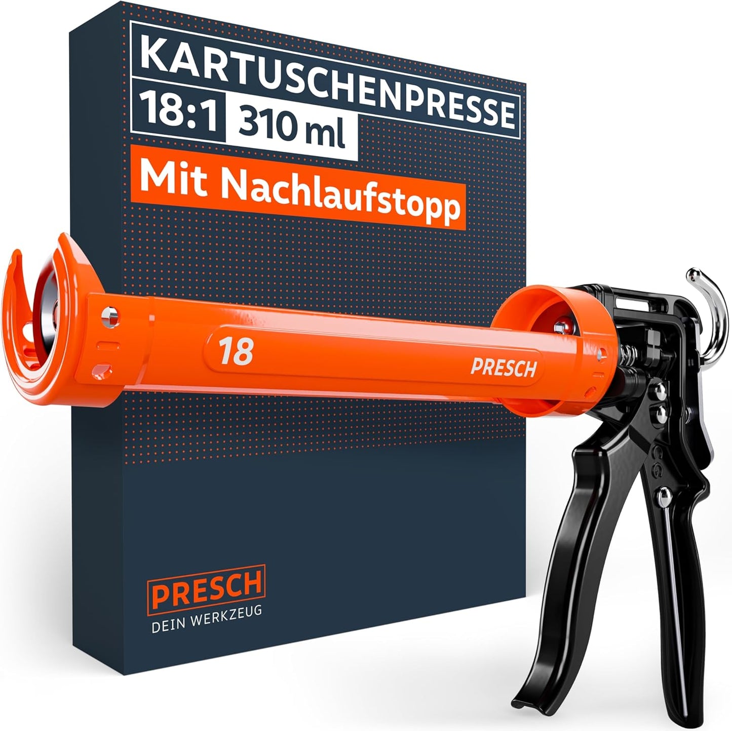 Kartuschenpresse mit Nachlaufstopp, 18:1 mit Nachlaufstopp