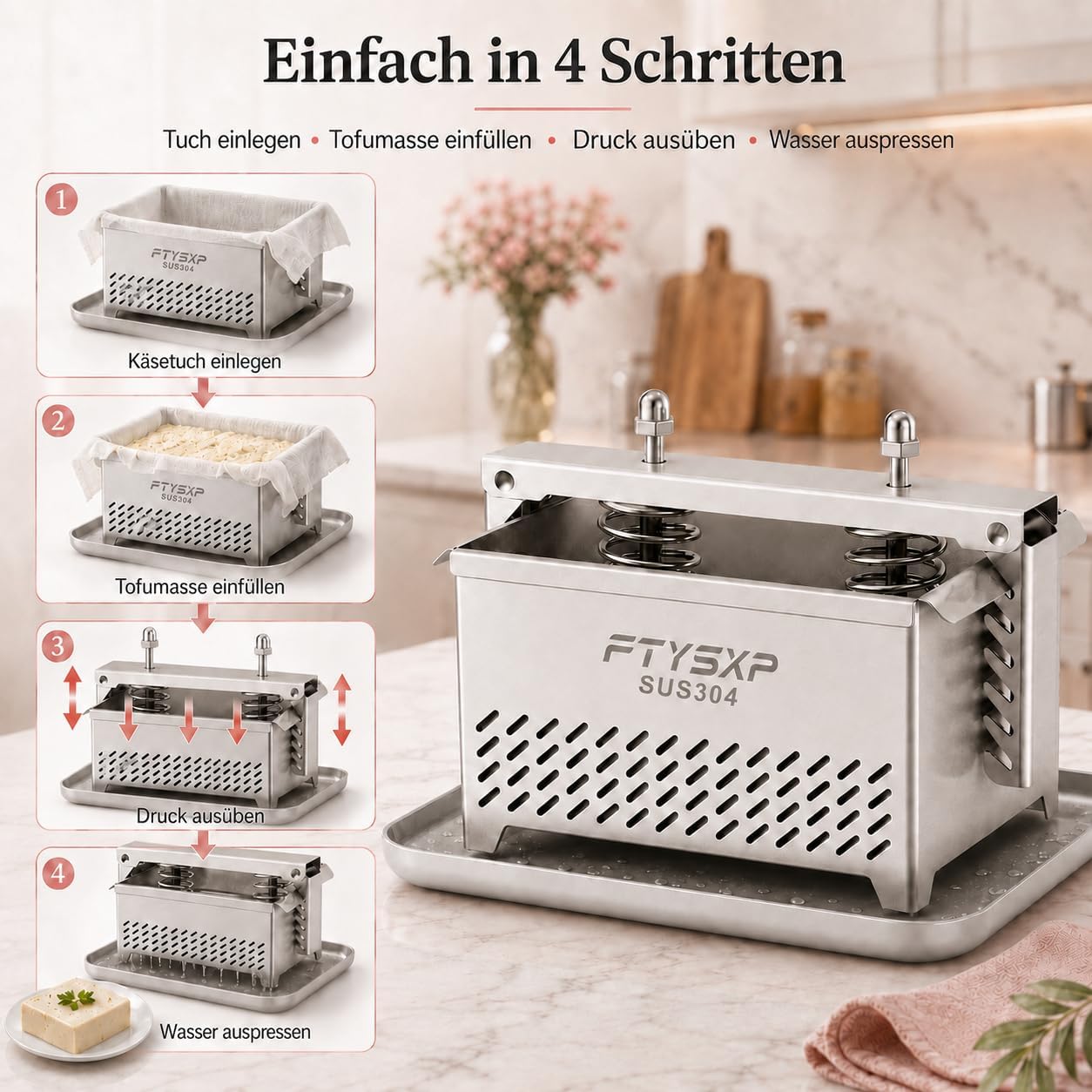 Tofupresse mit verstellbarem Druck, XL
