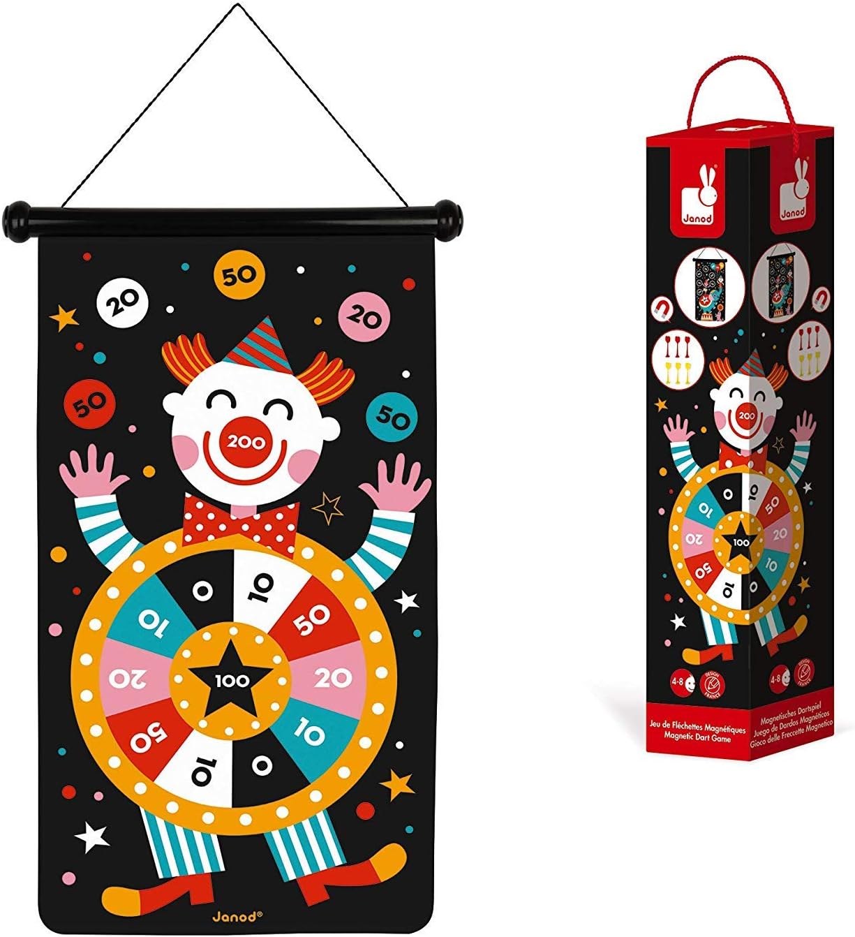 Magnetisches Dartspiel Zirkus-Motiv (doppelseitig), Zirkus
