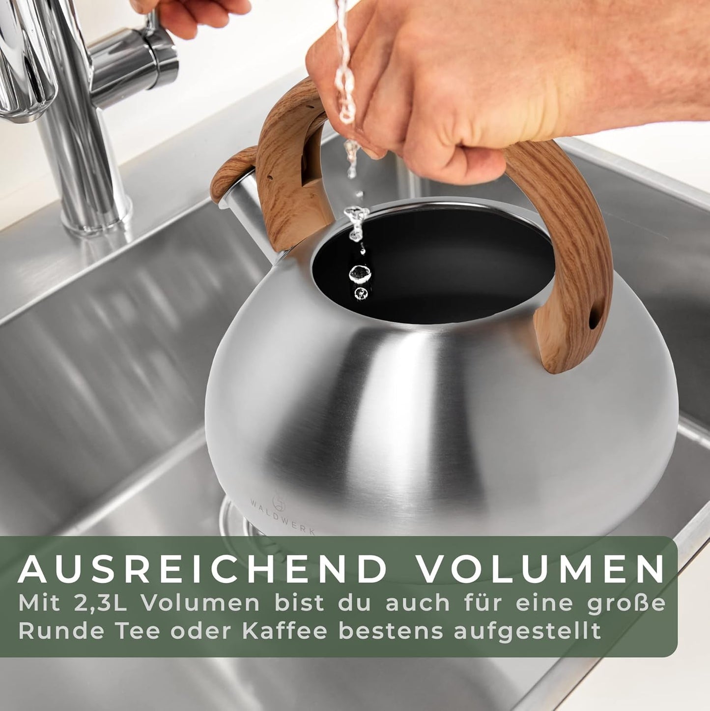 Wasserkessel, 2.3 Liter, Edelstahl & Kunststoff