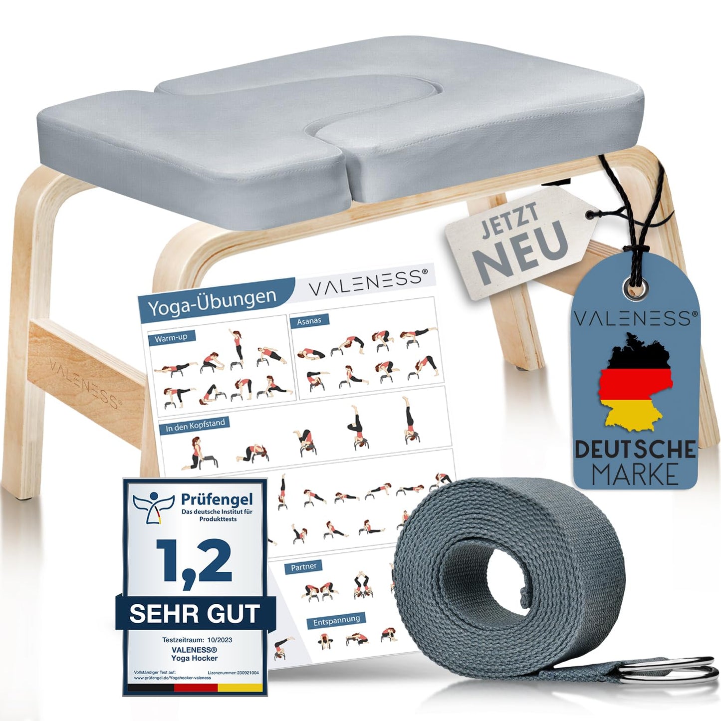 Kopfstandhocker, Textil Grau