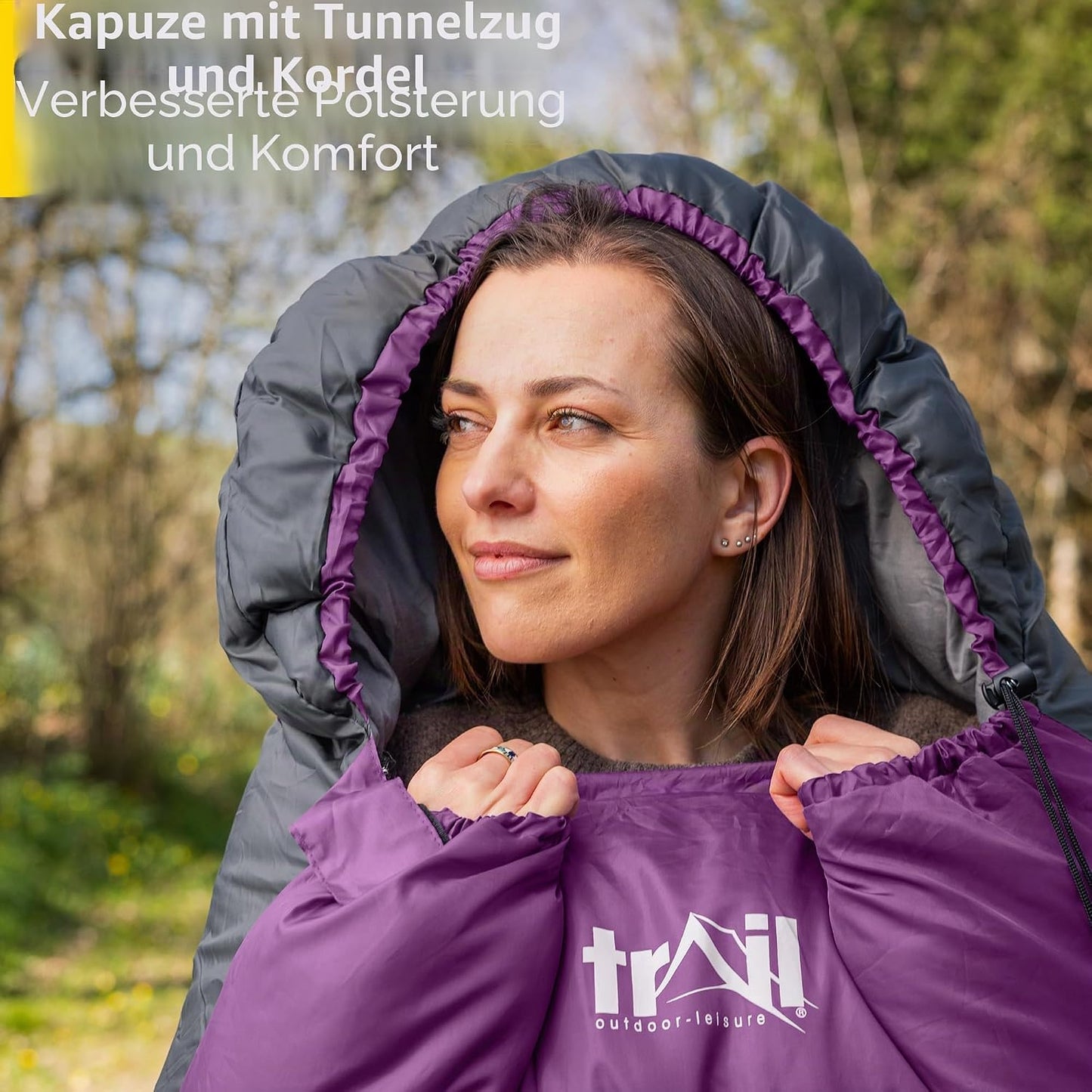 3-Jahreszeiten Schlafsack mit Kapuze, Violett