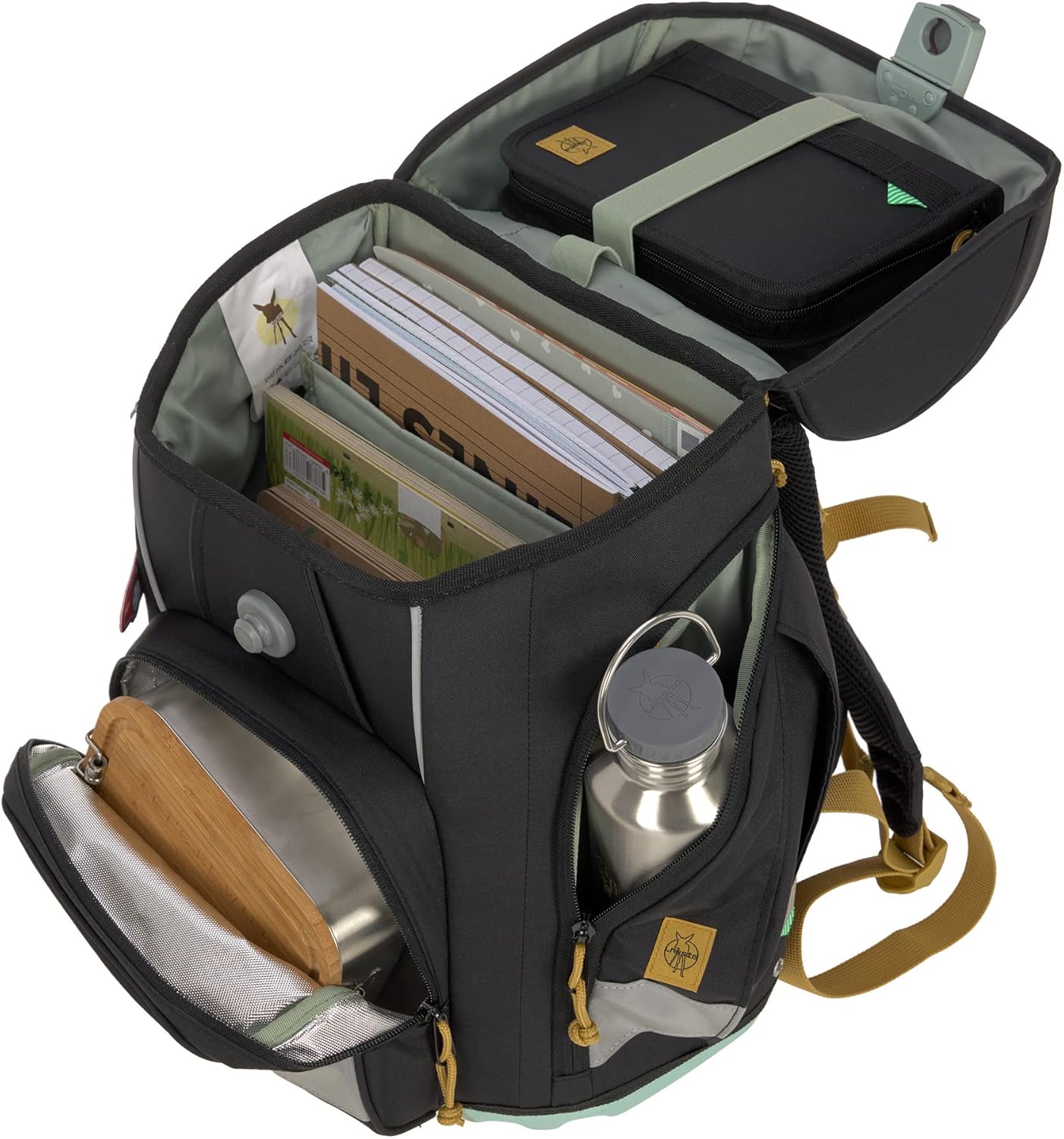 7-teiliges Schulranzen Set, Schwarz