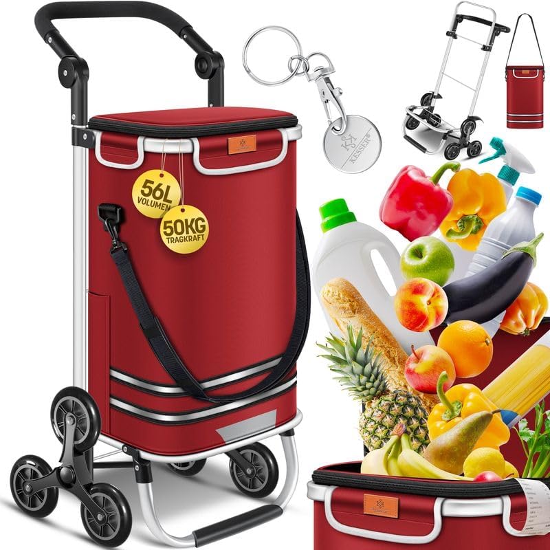 Einkaufstrolley Treppensteiger mit Kühlfach (56L), Bordeaux