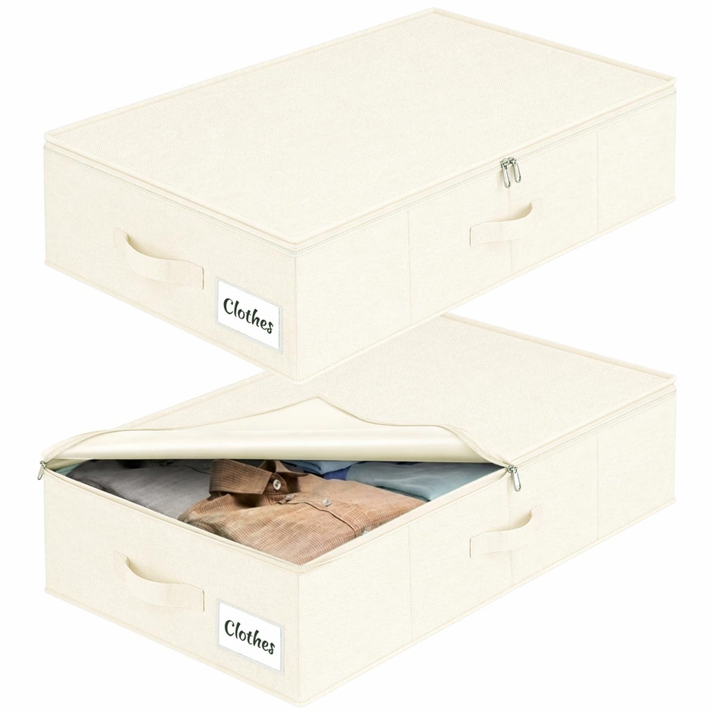 Faltbare Unterbett-Aufbewahrungsboxen 2er Set, Weiss