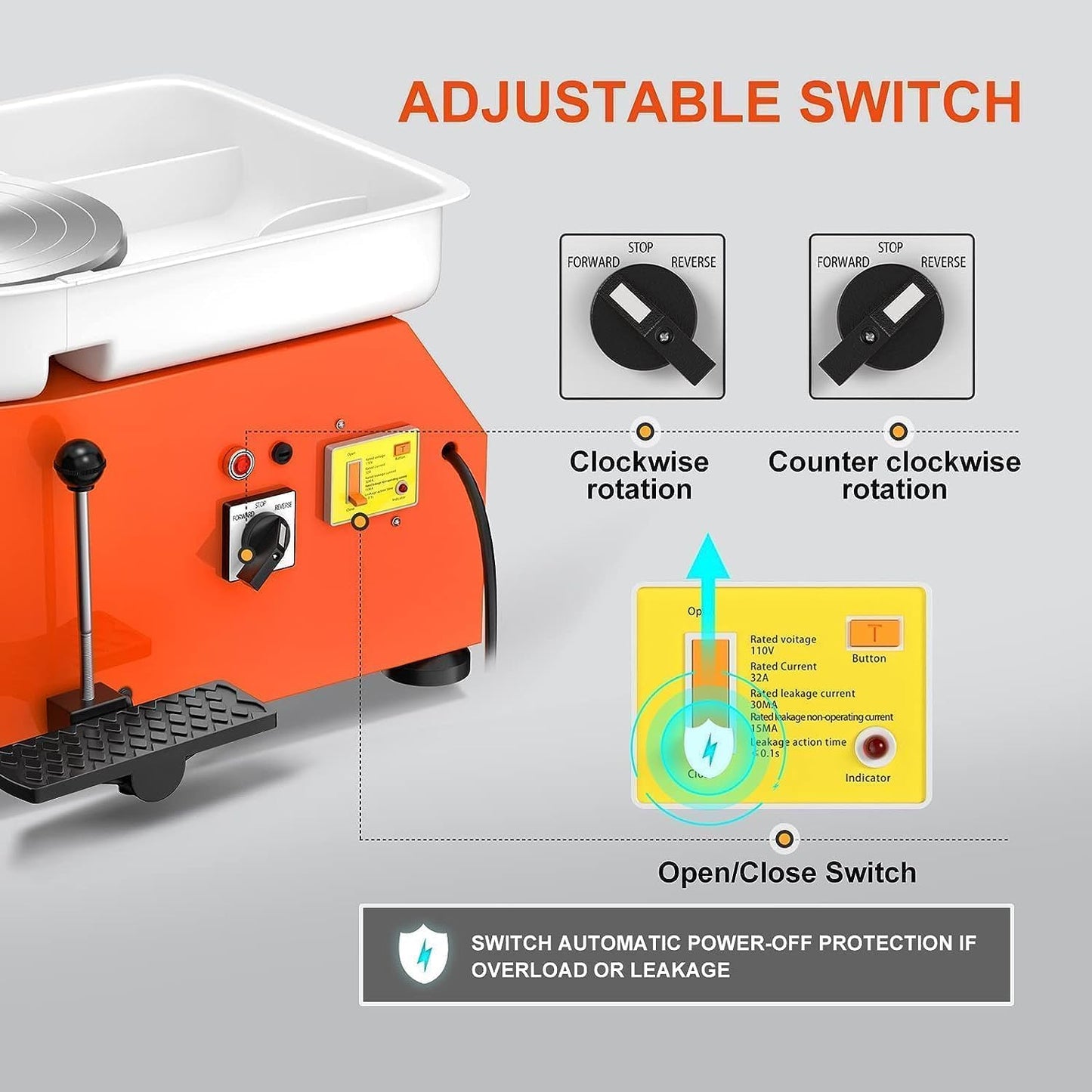 Elektrische Töpferdrehmaschine mit Zubehör-Set