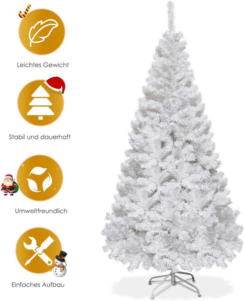 Künstlicher Weihnachtsbaum mit Metallständer, Weiß 150 cm