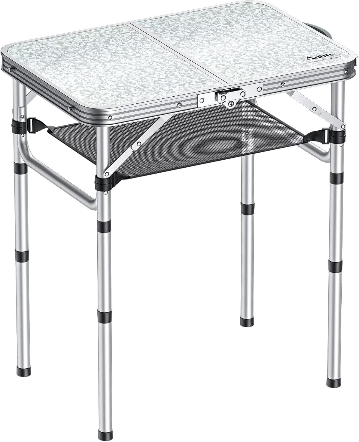 Höhenverstellbarer Campingtisch klappbar, Weiss