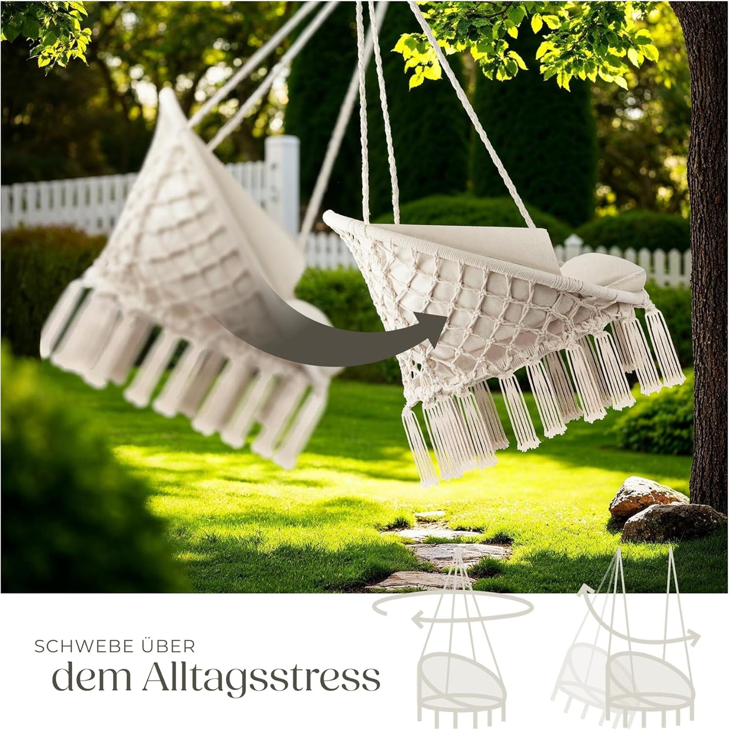 Hängesessel mit Gestell, Beige | Nr. 403205